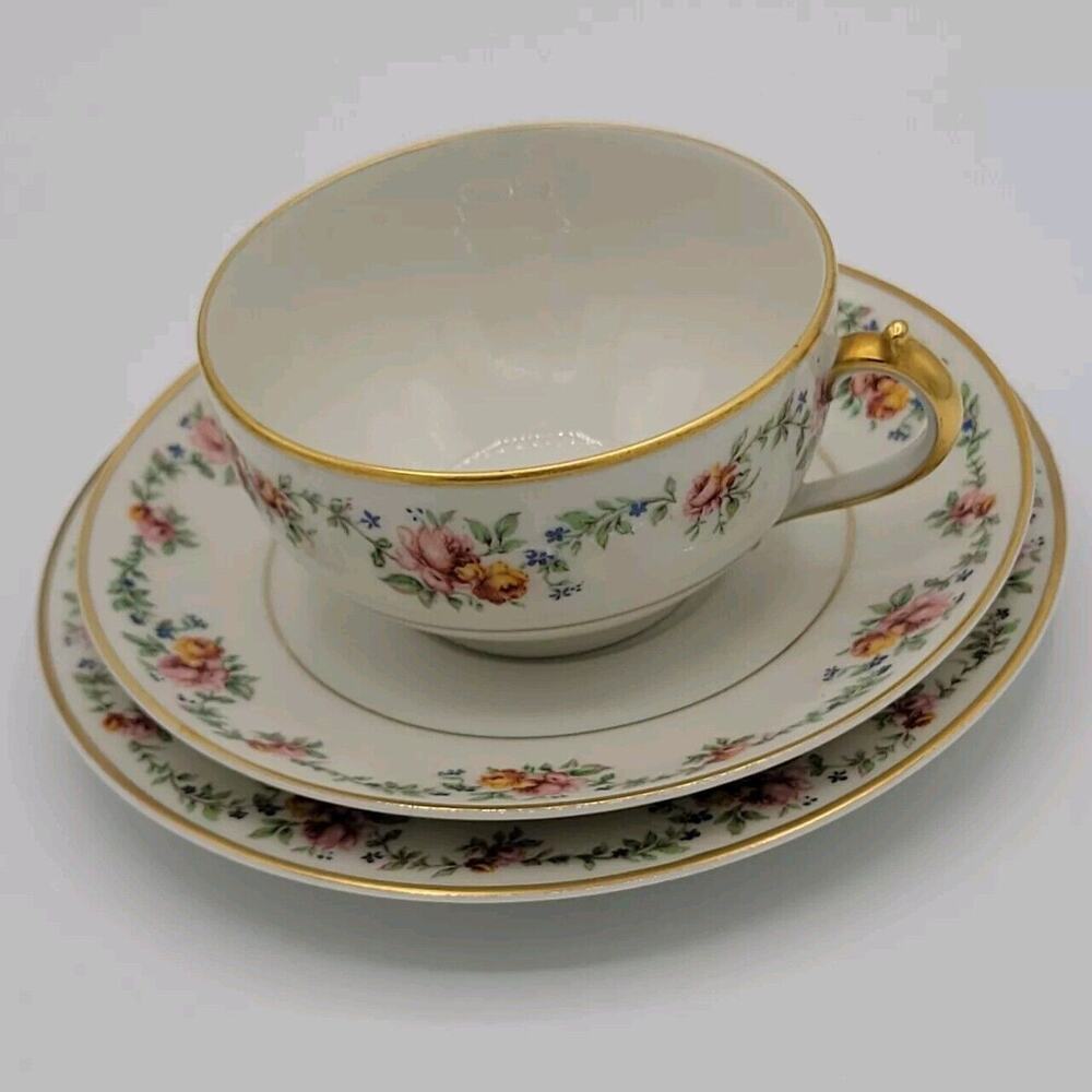 GDA Limoges Gerard Dufraisseix & Abbot/Floral/Basket/Teacup/Saucer/DessertPlate